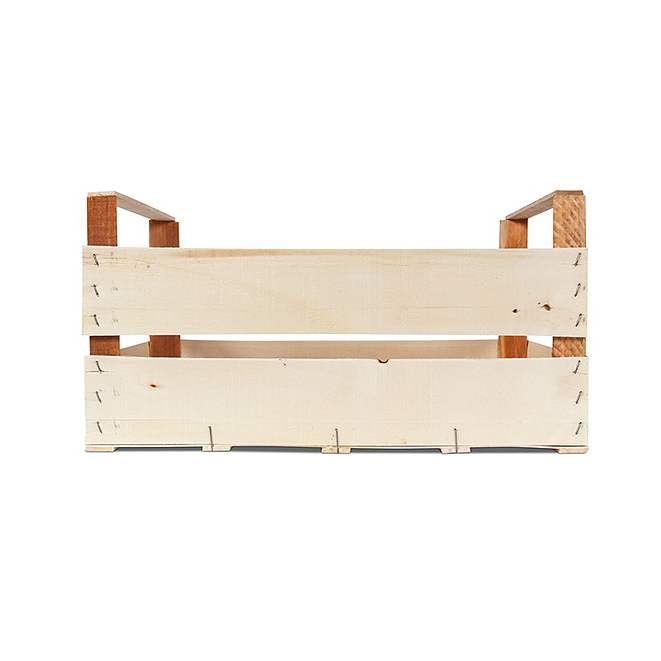 cassetta in legno a doghe - piccola naturale 32x21x14cm